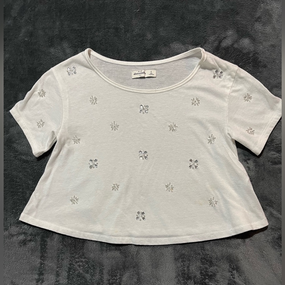 White jeweled Abercrombie Kids shirt